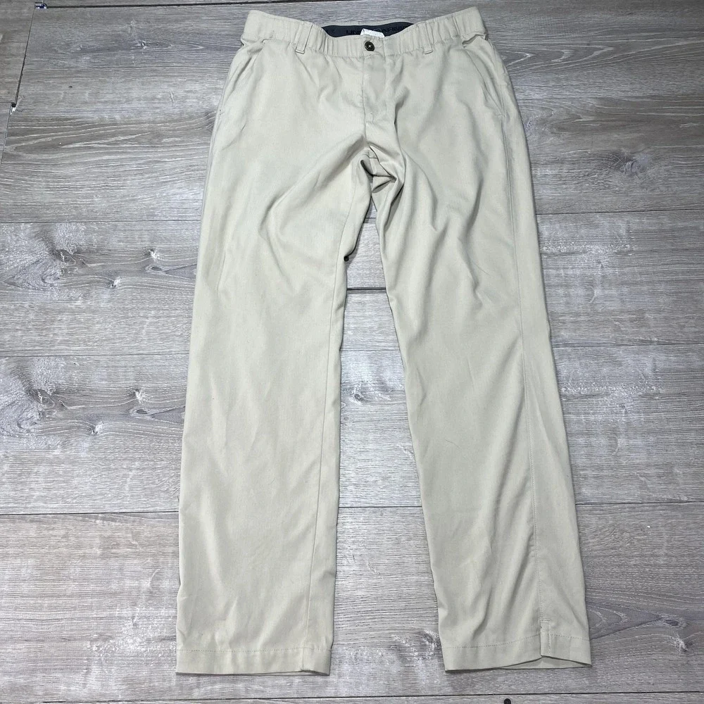 Under Armour Pants Mens 34x32 Khaki Golf Chino Stretch Performance Flat Front‎